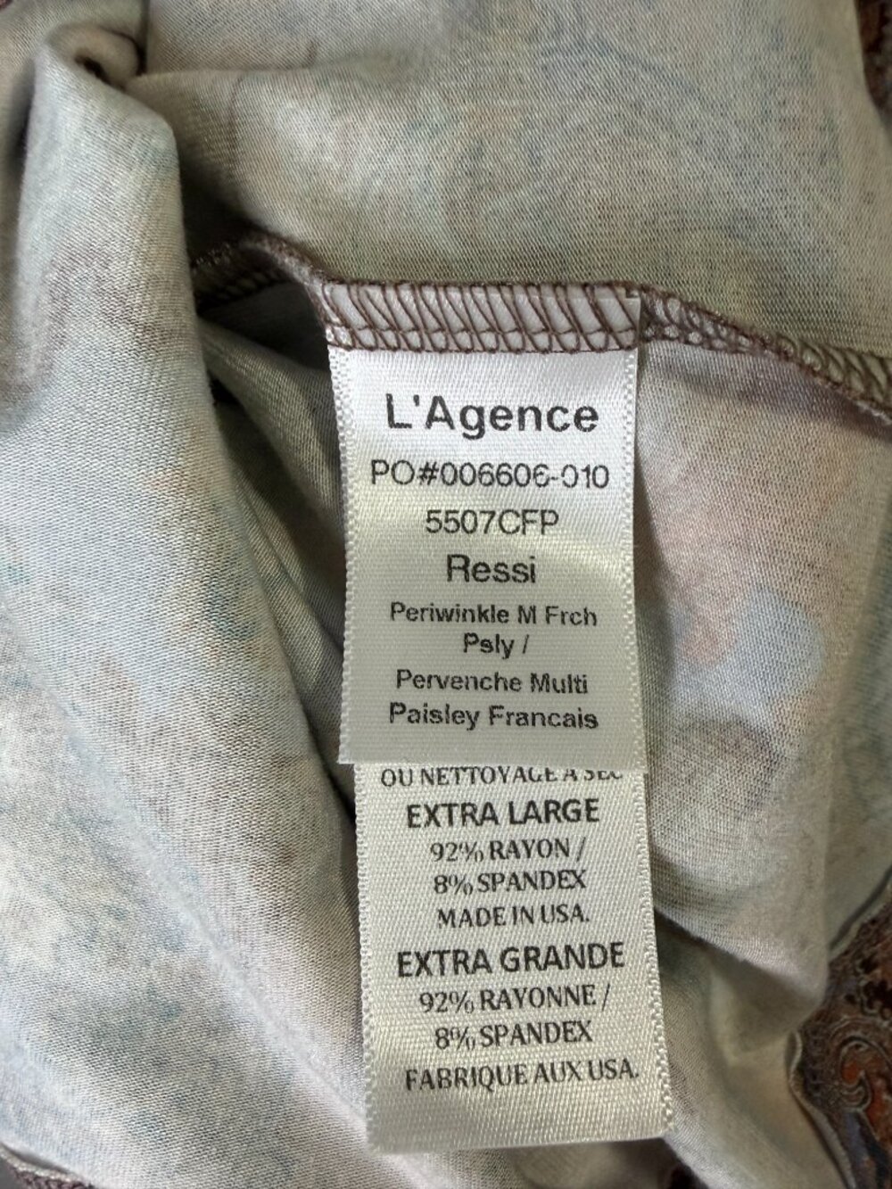 L'AGENCE Ressi Tee in French Paisley Periwinkle XL Rare NWOT New Extra Large - Picture 14 of 14